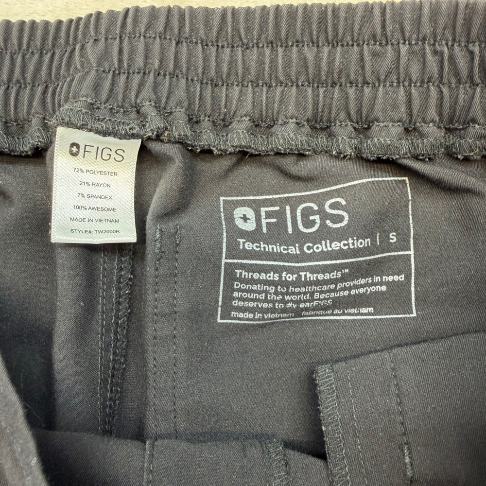 FIGS Technical Collection Scrub Pants Women S Black Excellent Cargo Drawstring - Picture 2 of 4